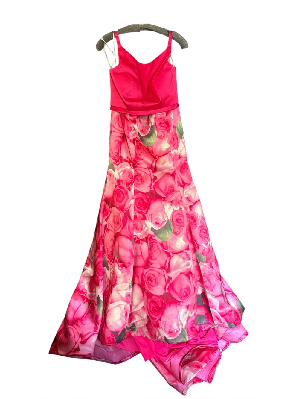 Sherri Hill Hot Pink Rose-Print Formal Dress for Girls